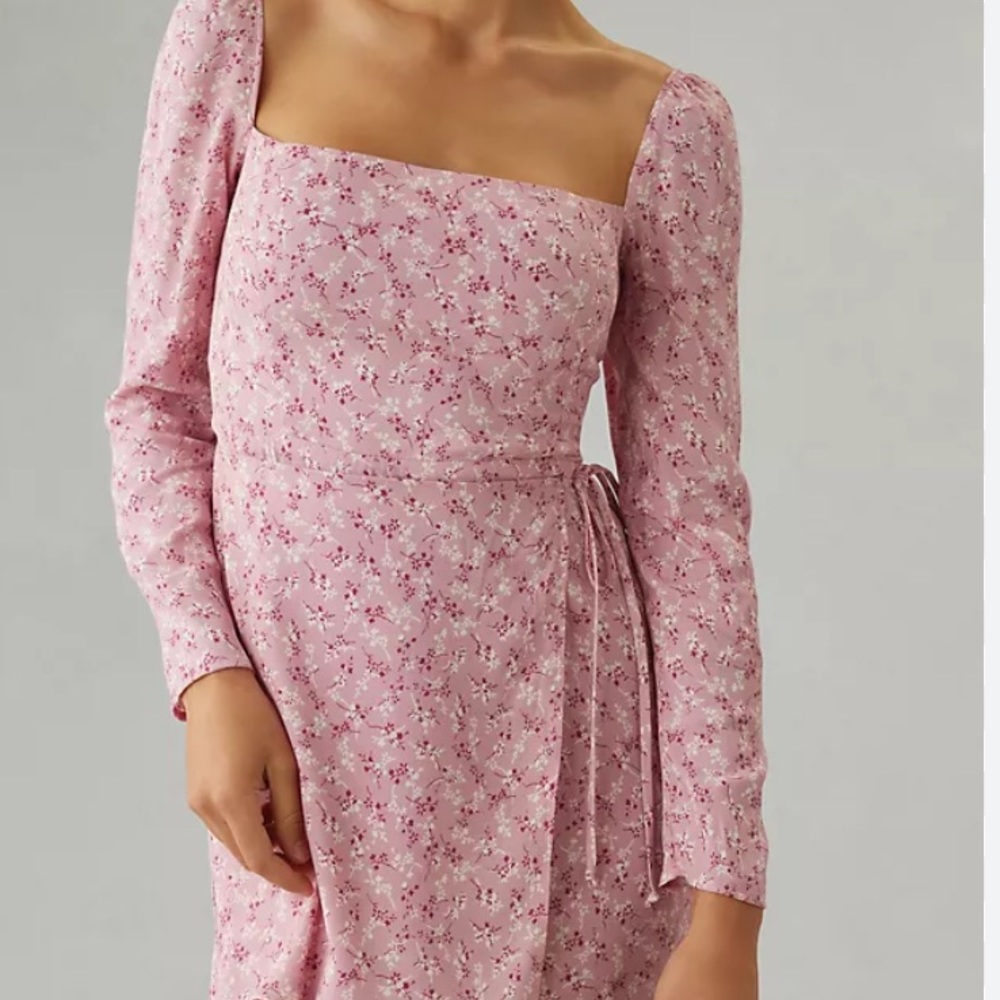 ✴️ NWT REFORMATION ROSALIE FLORAL PIBJ WHITE WRAP PINK DRESS SIZE 8!
